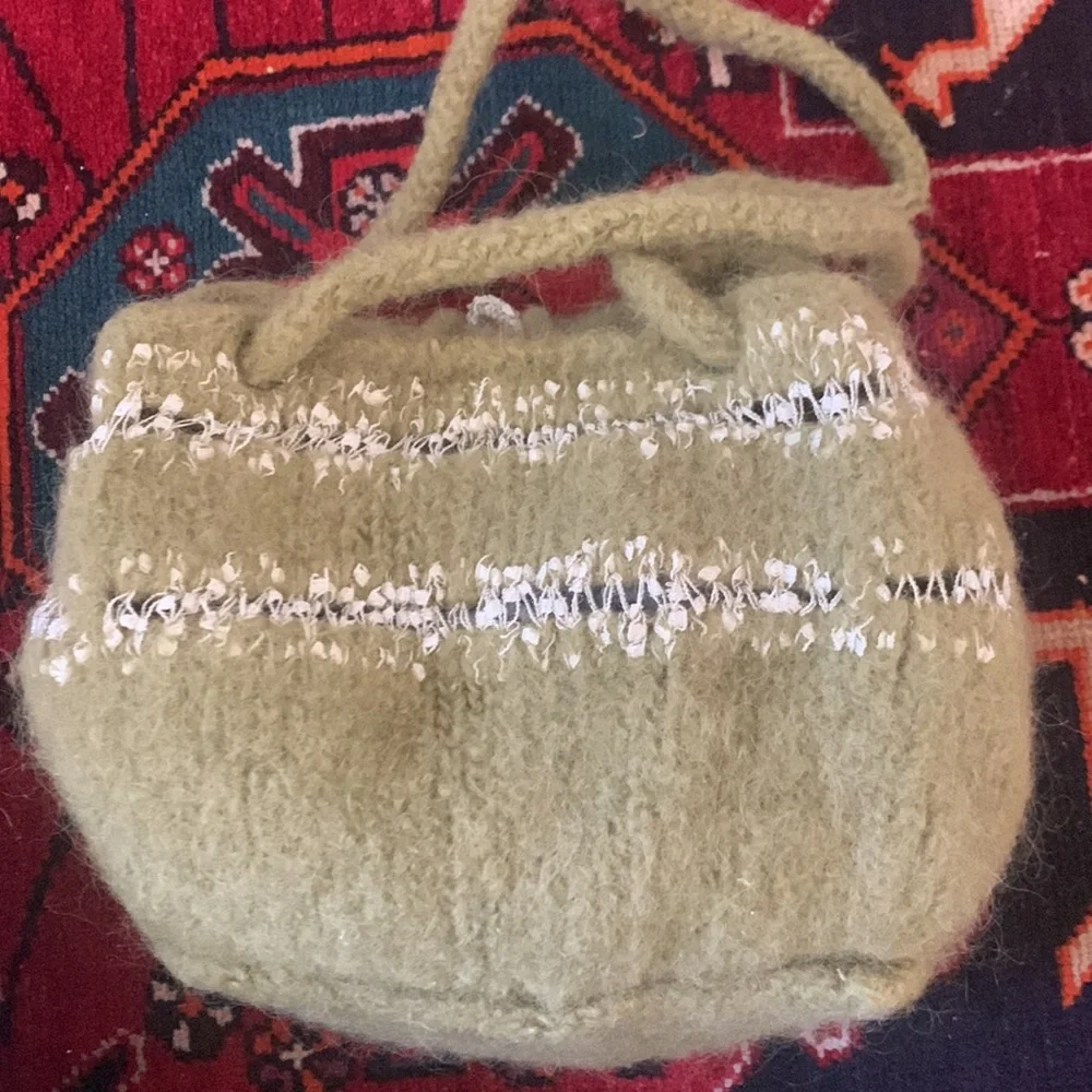 Handmade sage green wool shoulder bag. NWOT - Picture 7 of 7